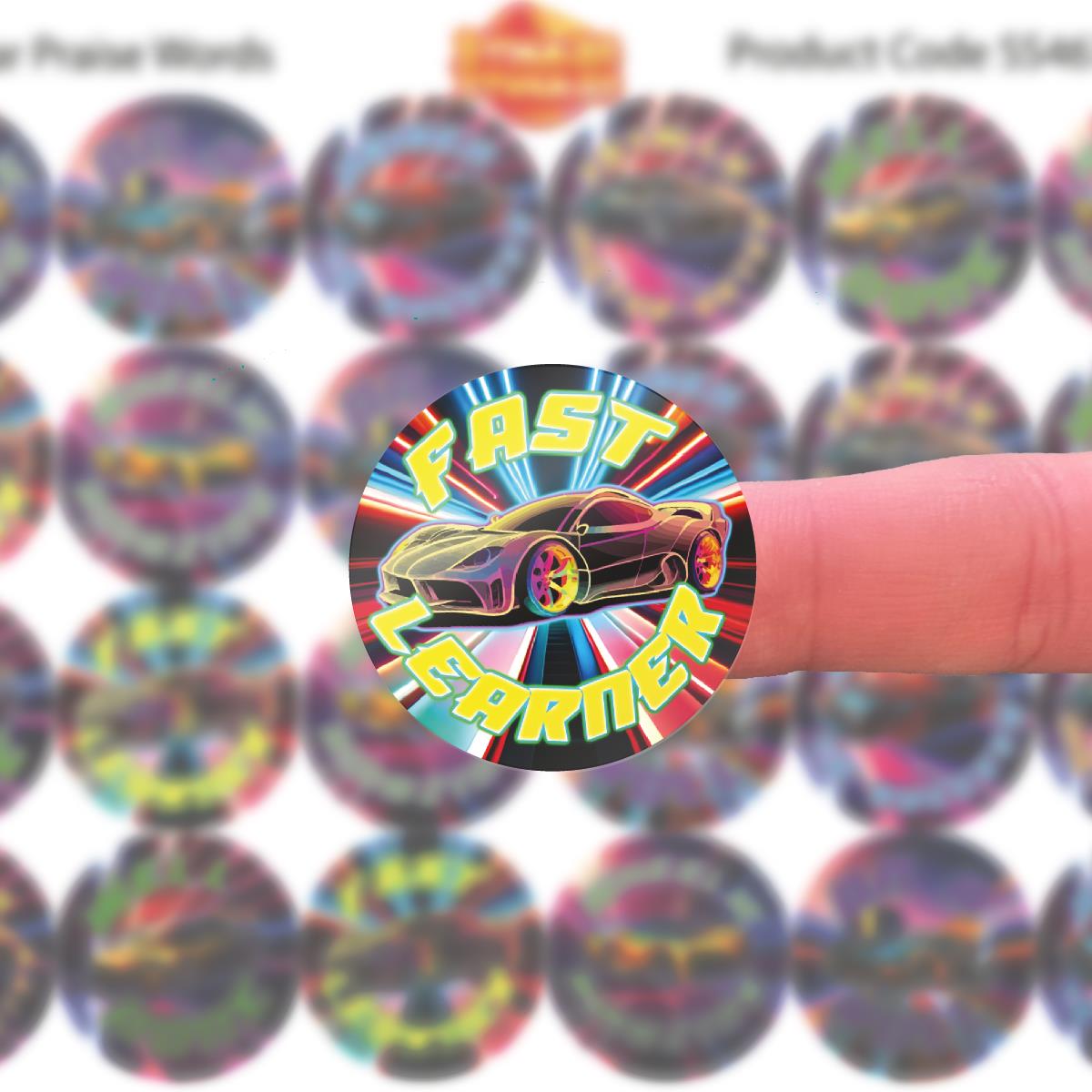 144 Cool Car Praise Words Children's Reward Stickers - 30mm - Teacher Parents School