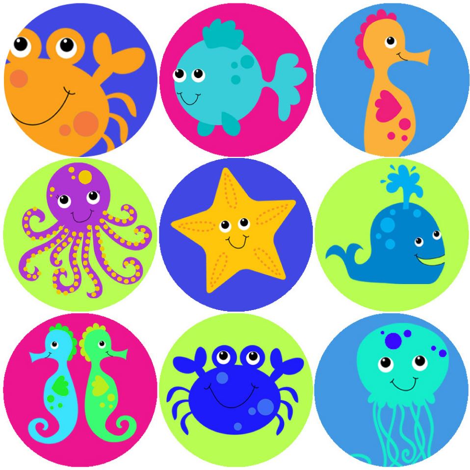 144 Sea Life Creatures 30mm Children's Reward Stickers for Teachers or Parents