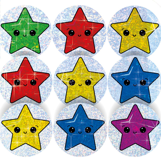 144 Sparkle Stars Stickers 30mm + 90 Free Sparkle Smiles Reward Stickers for Teachers, Parents and Schools