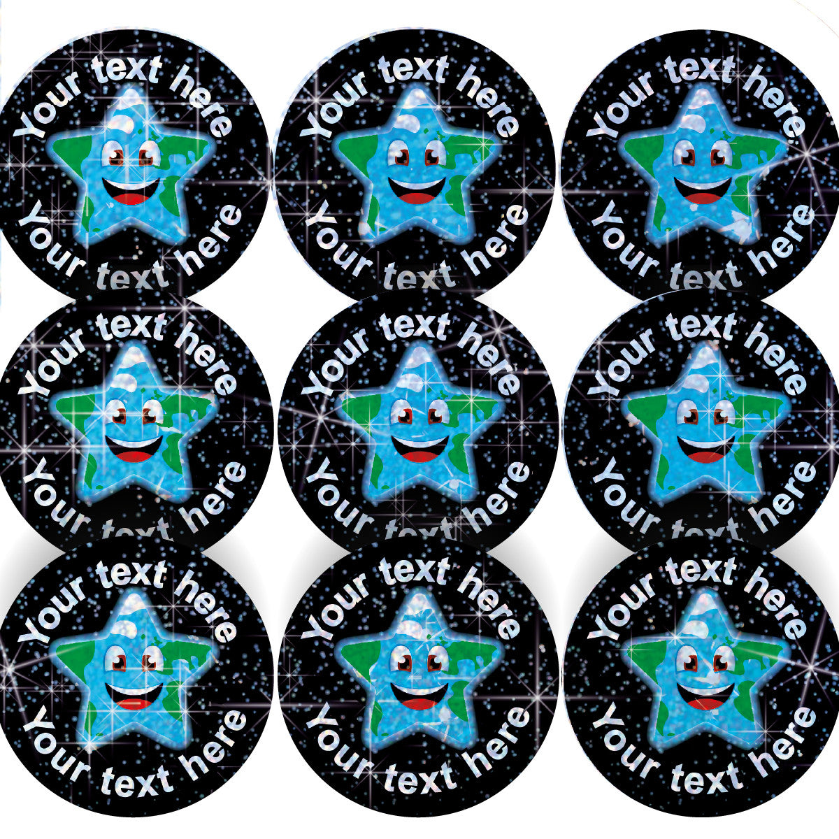 Sticker Stocker - 144 Personalised Sparkle Star 30mm Reward Stickers + 90 Free Sparkle Smiles for School Teachers, Parents Nursery