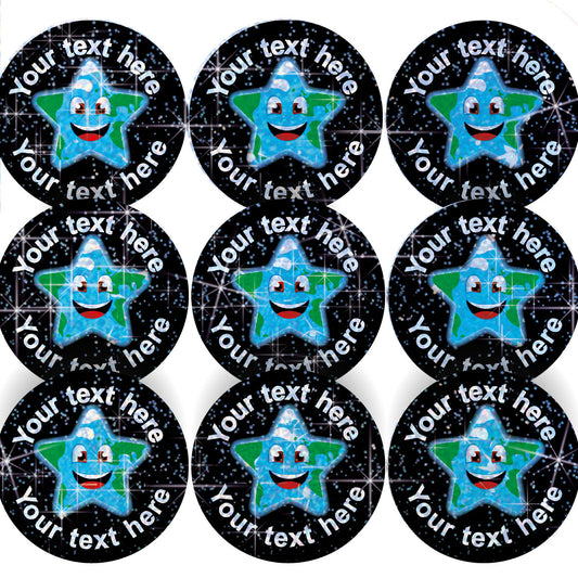 Sticker Stocker - 144 Personalised Sparkle Star 30mm Reward Stickers + 90 Free Sparkle Smiles for School Teachers, Parents Nursery