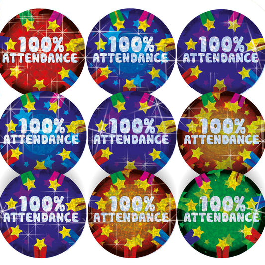 144 Sparkle Attendance Stickers 30mm + 90 Free Sparkle Smiles Reward Stickers for Teachers, Parents and Schools