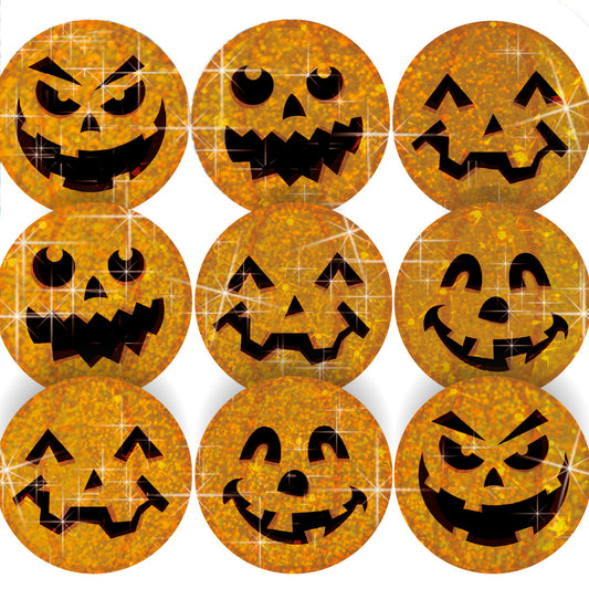 144 Sparkle Pumpkins Halloween Stickers 30mm + 90 Free Sparkle Smiles Reward Stickers for Teachers, Parents and Schools