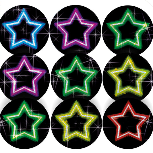 144 Sparkle Neon Stars Stickers 30mm + 90 Free Sparkle Smiles Reward Stickers for Teachers, Parents and Schools