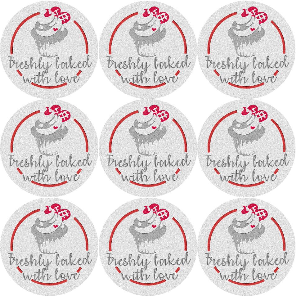144 Freshly Baked With Love Glossy Stickers Home Baking Gift Packaging Seal Labels