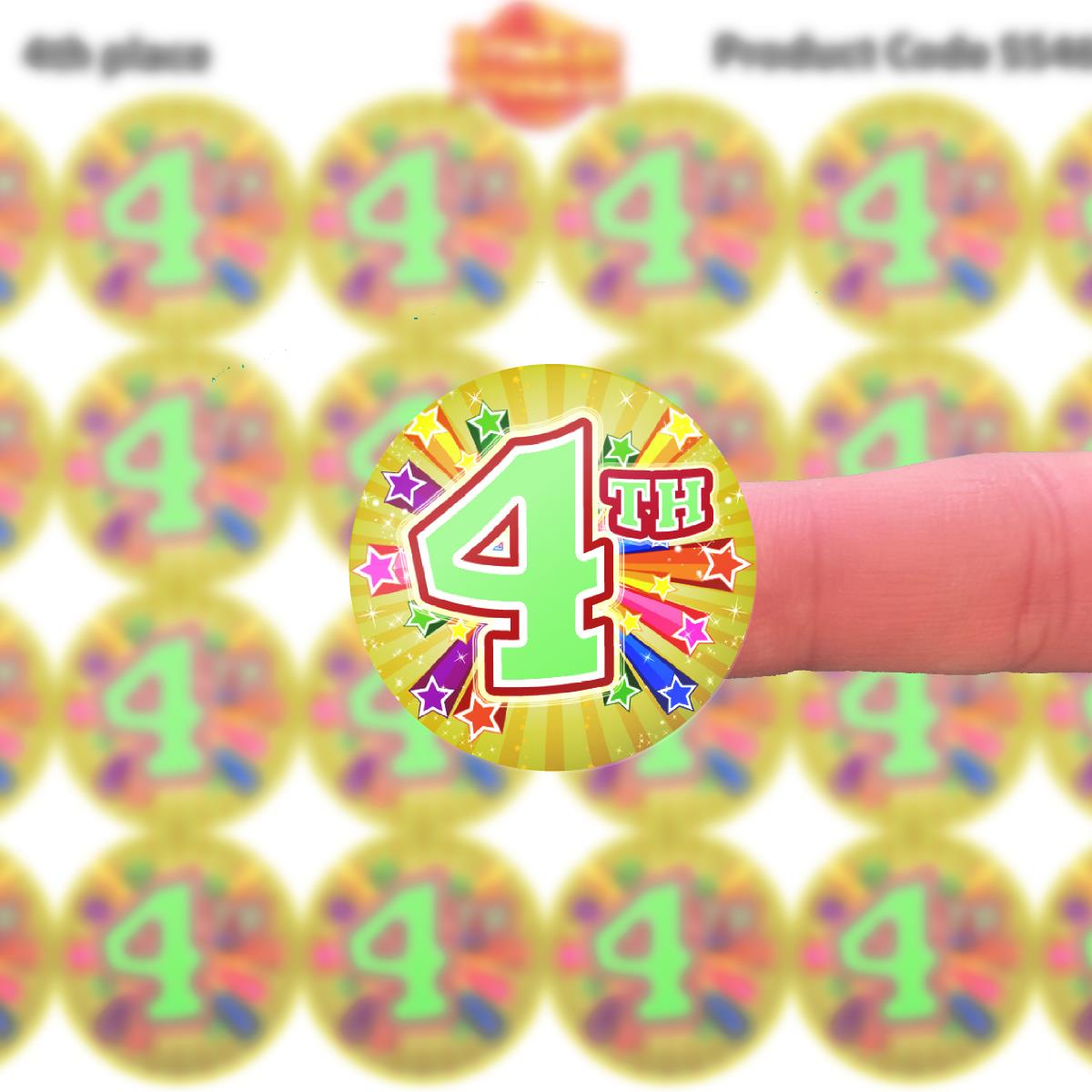 144 4th place Sports Day Star 30mm Reward Stickers for Teachers, Parents and Schools