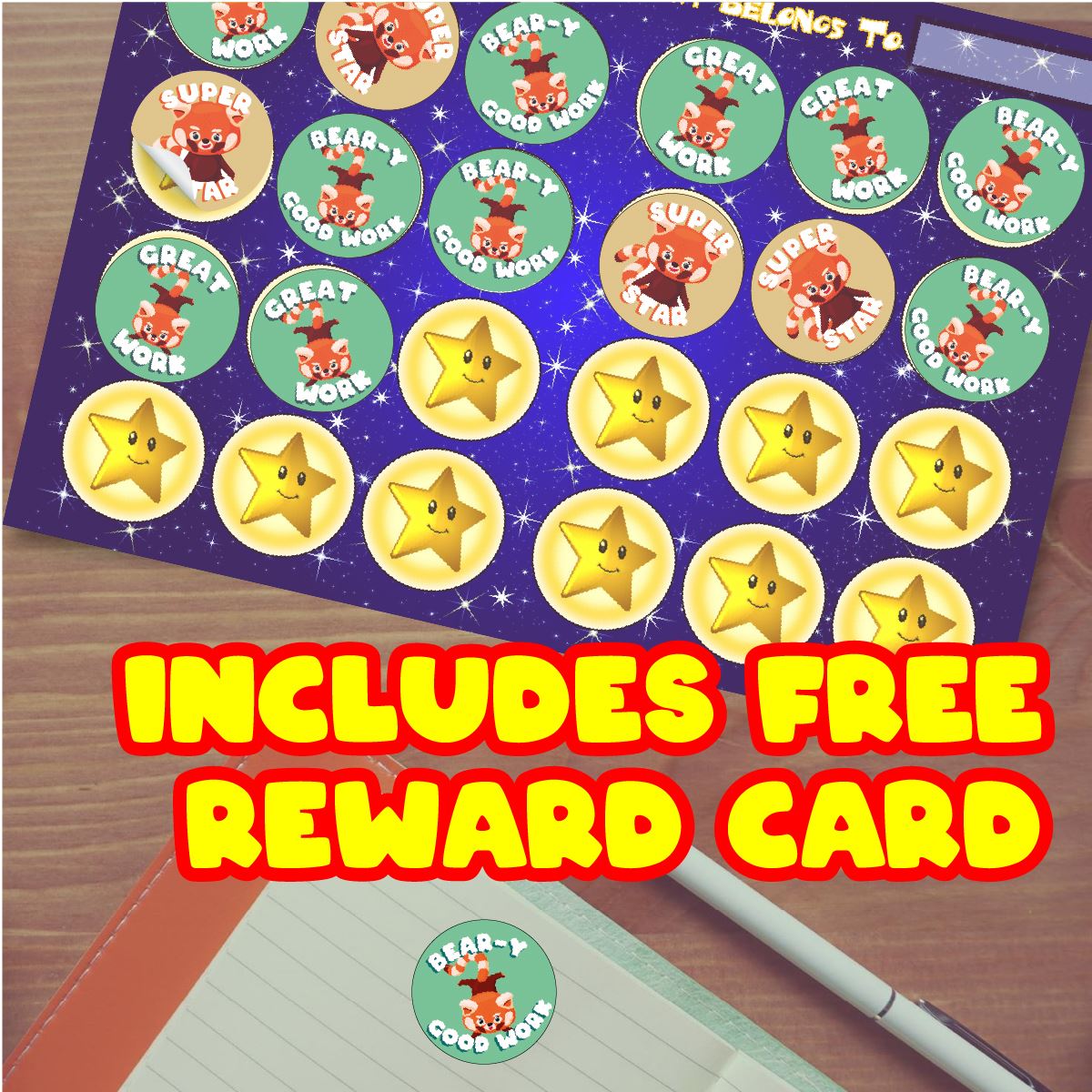 144 Red Panda Praise Reward Stickers 30mm Animal Reward Stickers for Teachers or Parents