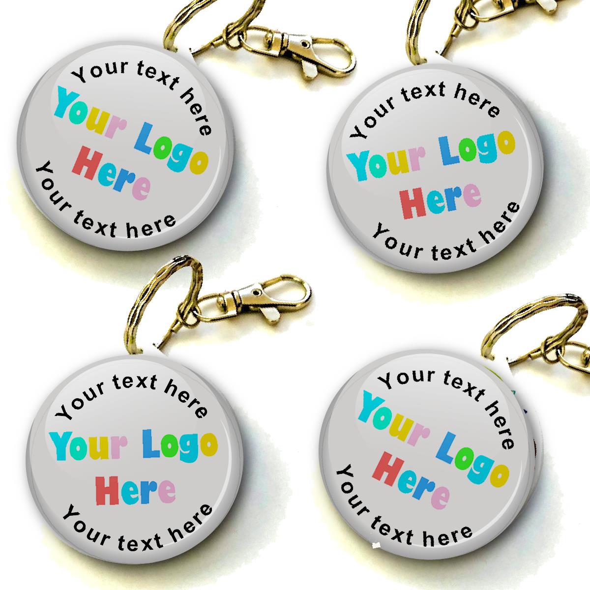 Personalised Keyring 38mm Text and any Company Logo or Image (Pack of 8 Key Rings - 38mm)