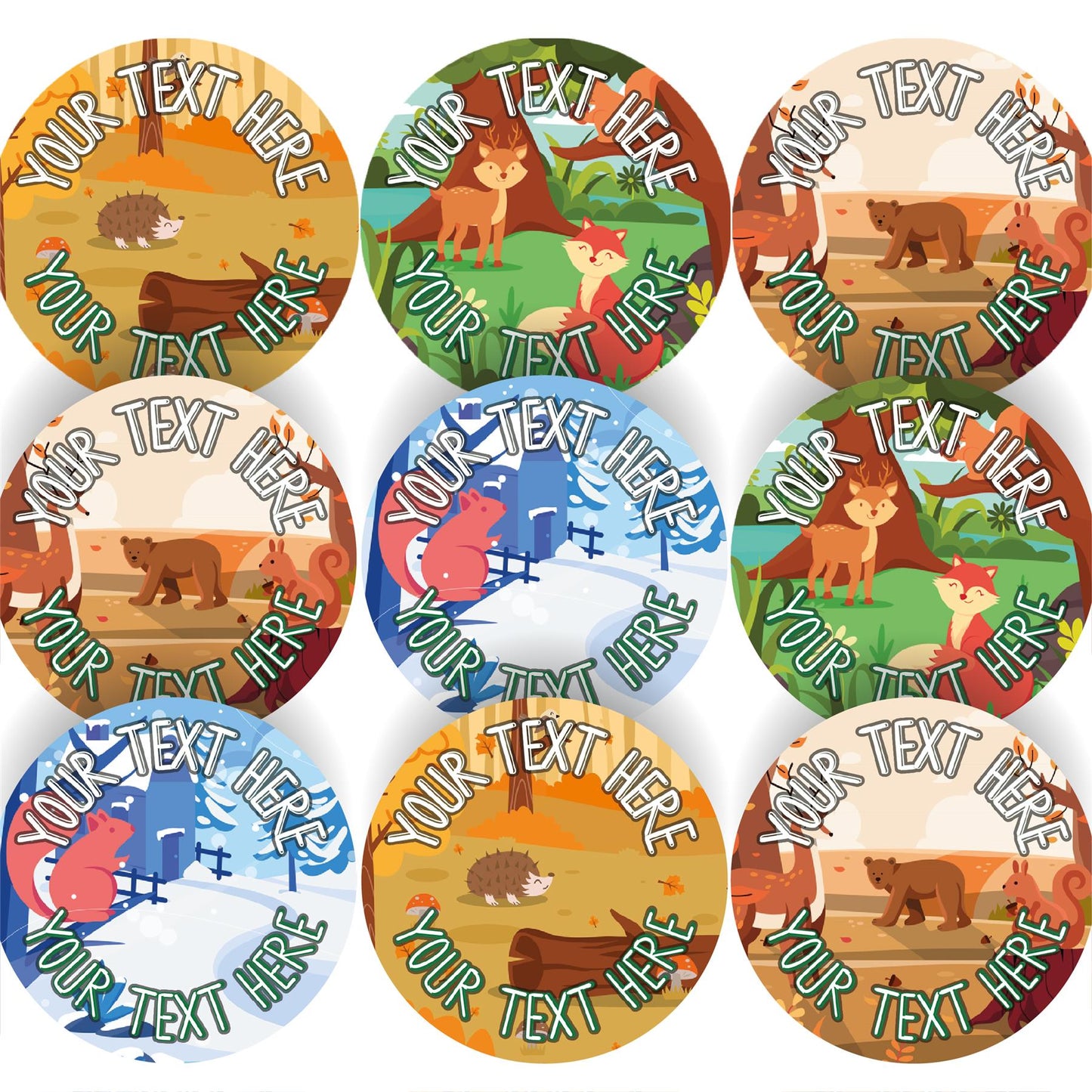 144 Personalised Forest School Party 30mm Reward Stickers for School Teachers, Parents and Nursery