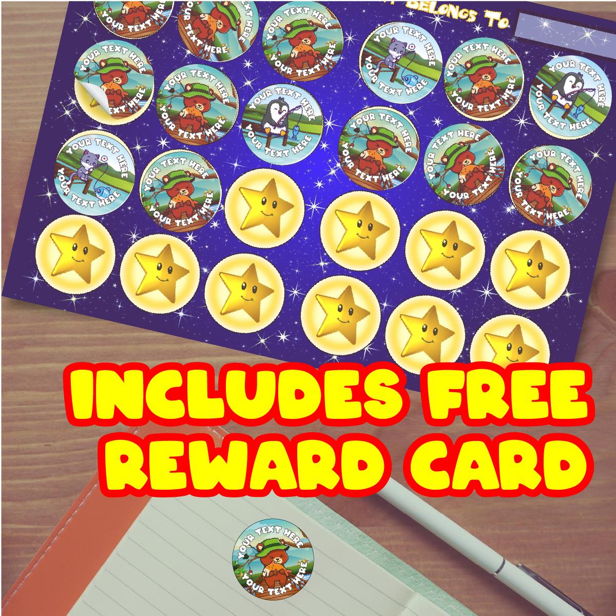 144 Personalised Fishing/Angling 30mm Reward Stickers for Clubs, schools, children