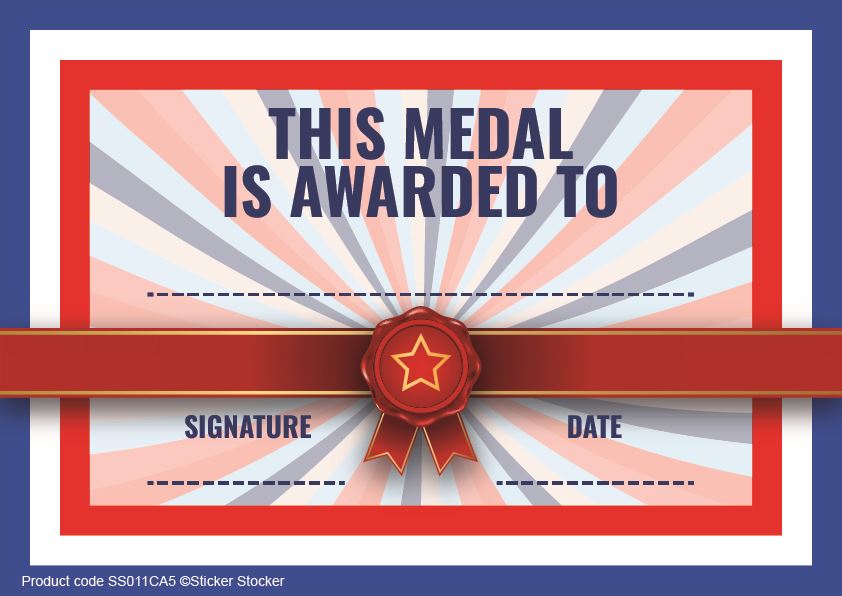 Attendance Award Medal with FREE Ribbon and Certificate 45mm Metal