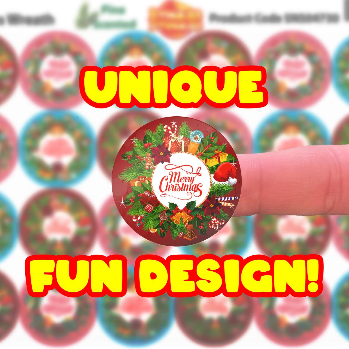 120 Christmas Wreath Pine Scented Stickers - 30mm Scented Stickers - For Teachers Nursery Parents