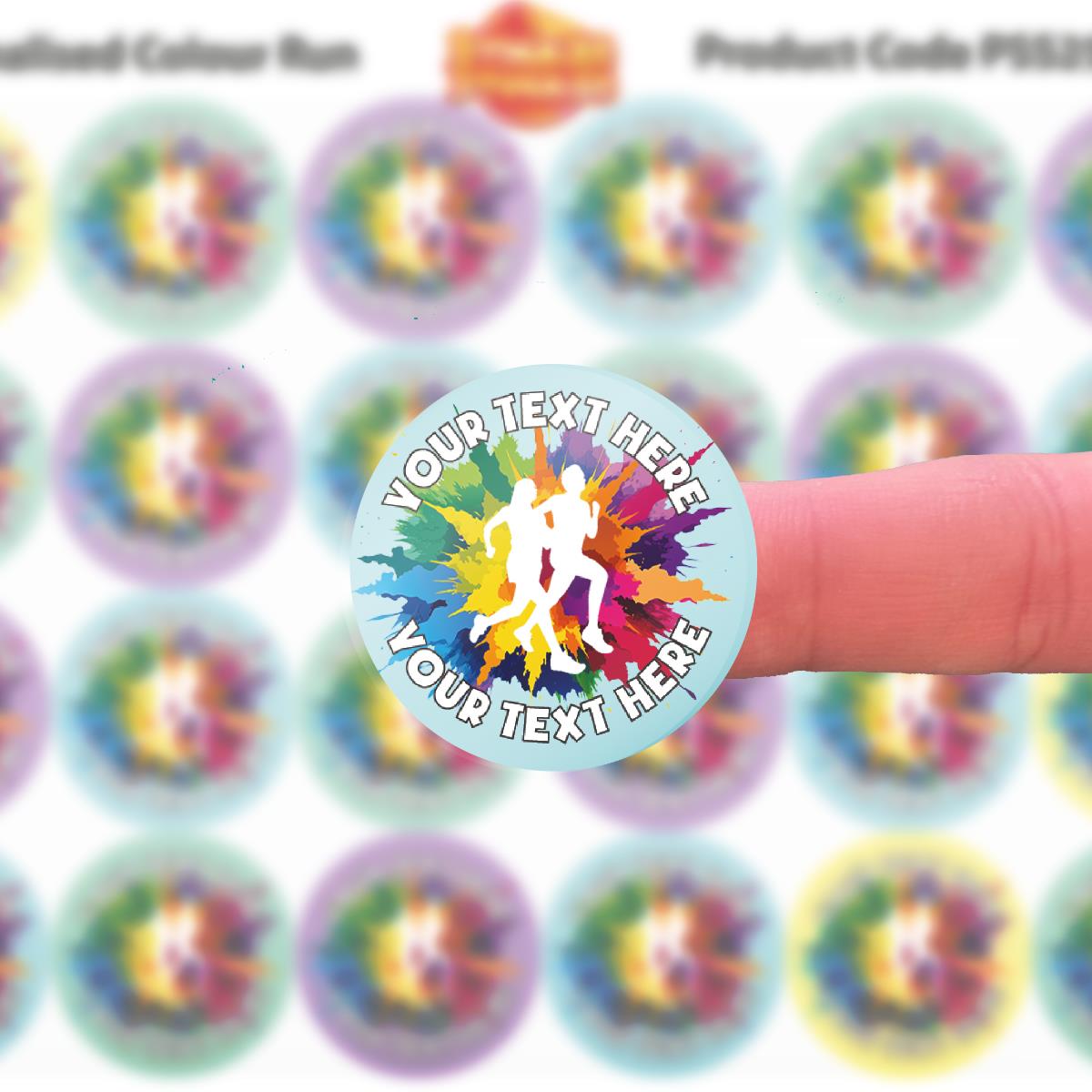 144 Personalised Colour Run 30mm Reward Stickers for School Teachers, Parents
