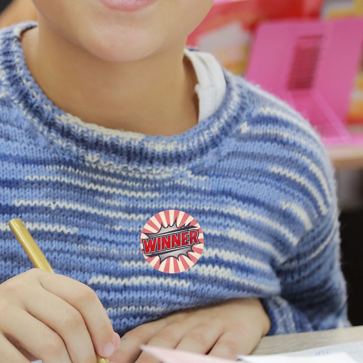 144 Colourful Prize Winner Stickers - 30mm Glossy Reward Stickers for Teachers & Parents