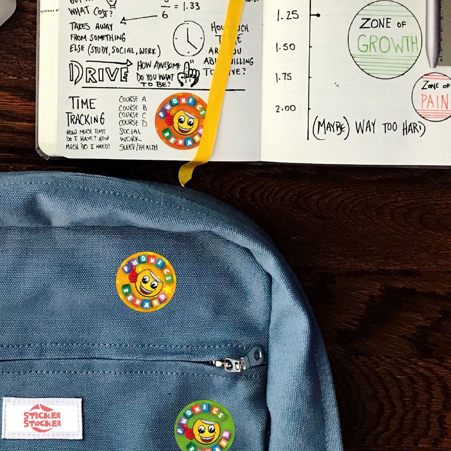 144 Phonics Rewards 30mm Round Children's Reward Stickers for Teachers or Parents