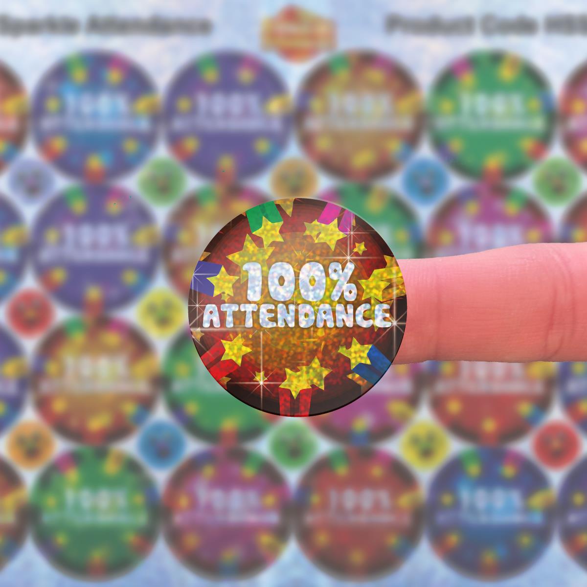 96 Sparkle Attendance Stickers 30mm + 60 Free Sparkle Smiles Reward Stickers for Teachers, Parents and Schools