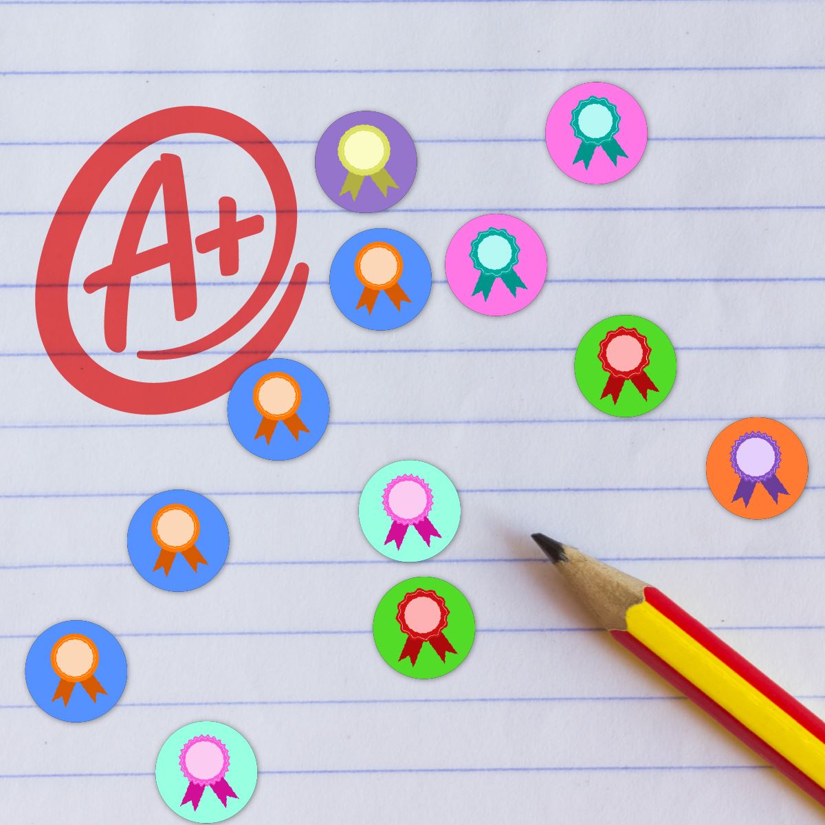 900 Mini Colourful Rosettes Award Dots 10mm Spot Reward Stickers for Teachers and Planner Charts