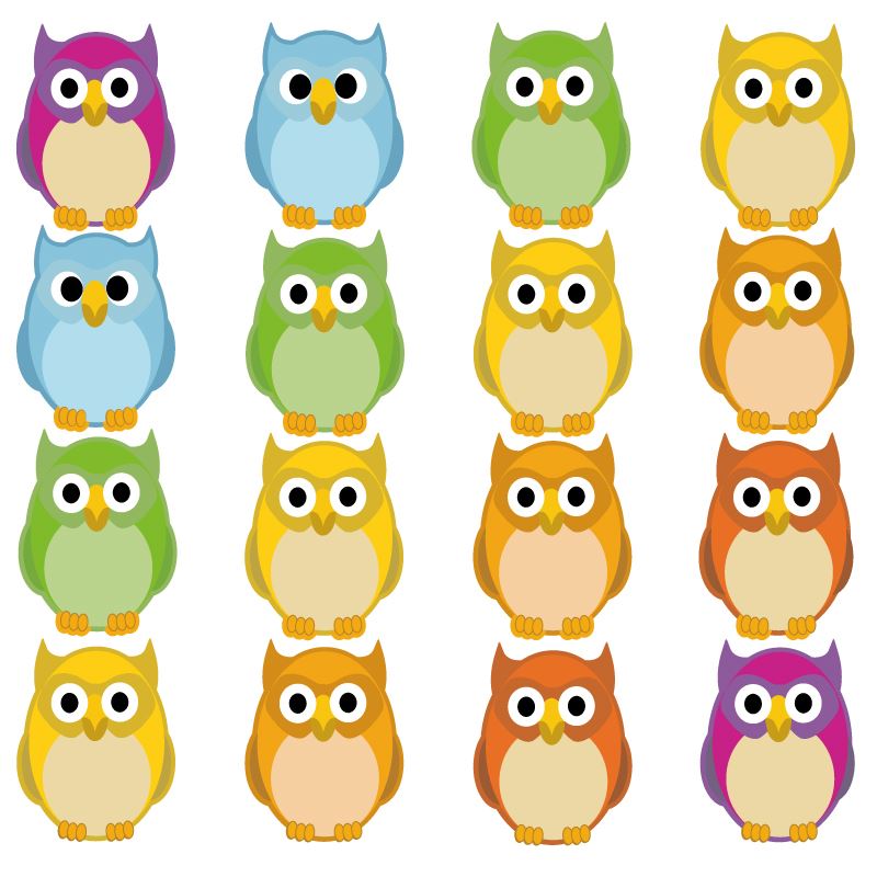 288 Colourful Owls 20mm Shaped Children's Reward Stickers for School Teachers or Nurses