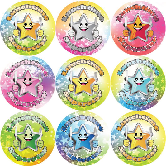 144 Lunchtime Superstar 30mm Reward Stickers for Teachers, Parents and Party Bags