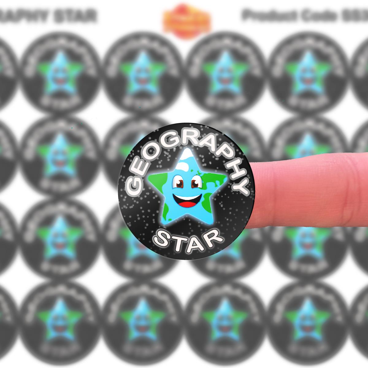 144 Star Geography - 30mm - Glossy Reward Stickers for Teachers & Parents
