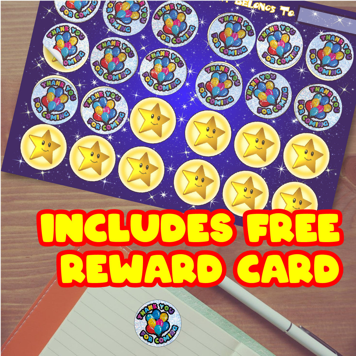 144 Sparkle Party Birthday Stickers 30mm + 90 Free Sparkle Smiles Reward Stickers for Teachers, Parents and Schools