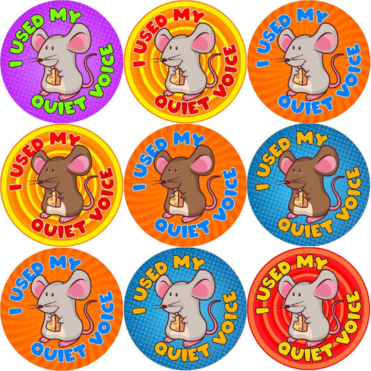 144 As Quiet As A Mouse 30mm Stickers Glossy Reward Stickers for School Teachers, Parents and Nursery