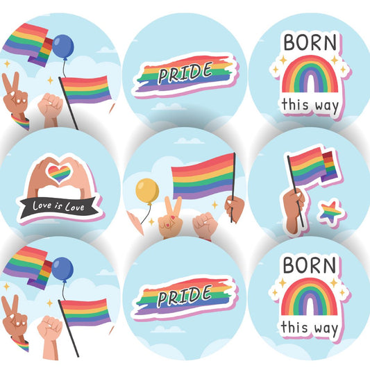 144 Colourful PRIDE Month Rainbow Flag 30mm Glossy Stickers