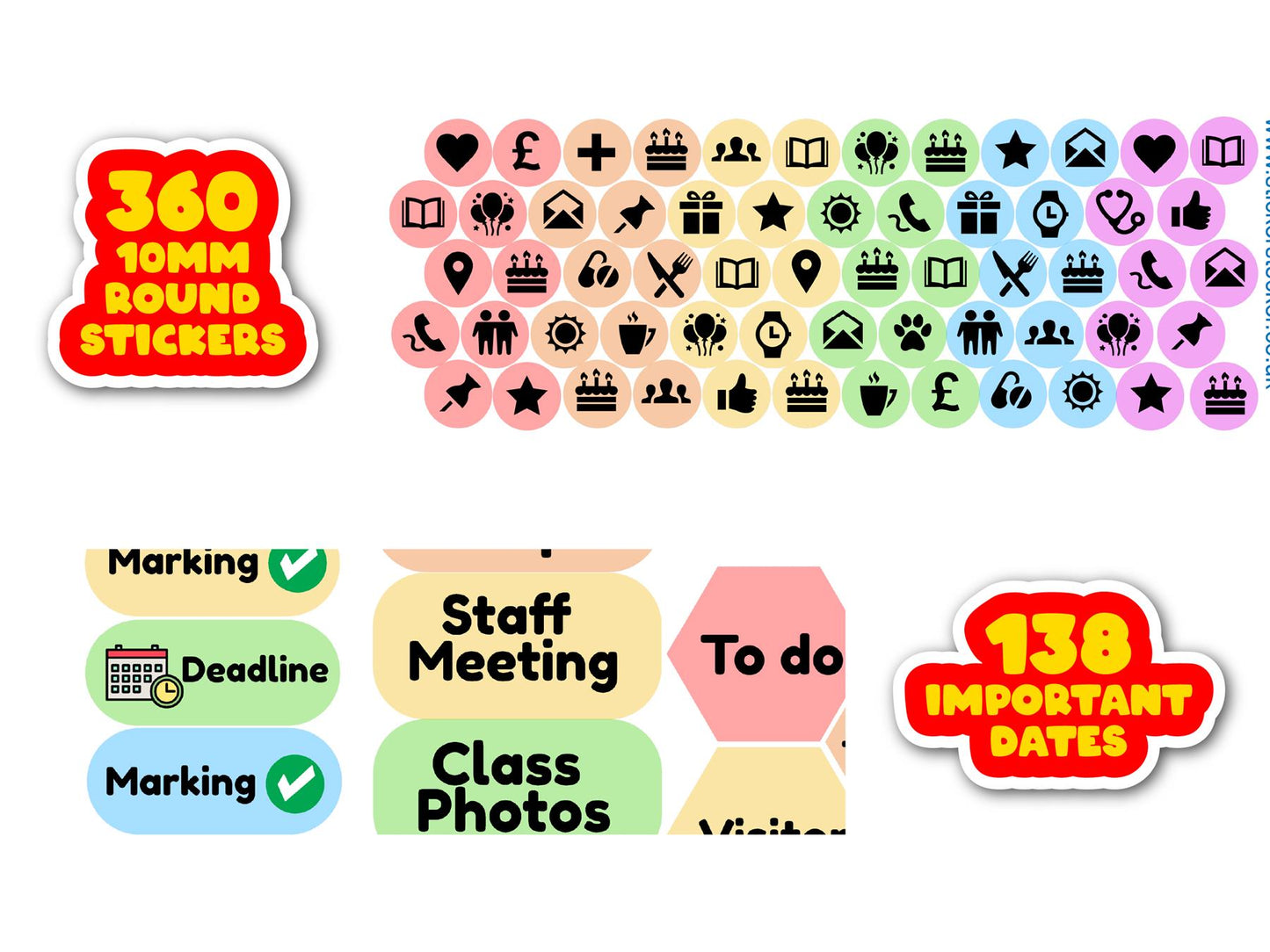672 Teacher Planner Stickers, Daily Routine Organiser Journal Stickers
