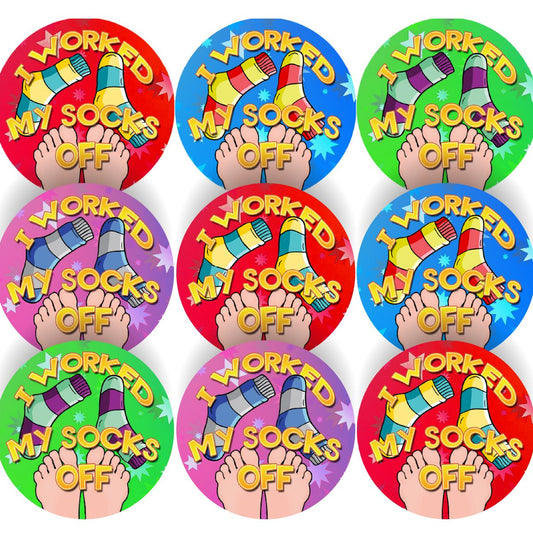 144 I worked my socks off 30mm Reward Stickers for School Teachers, Parents