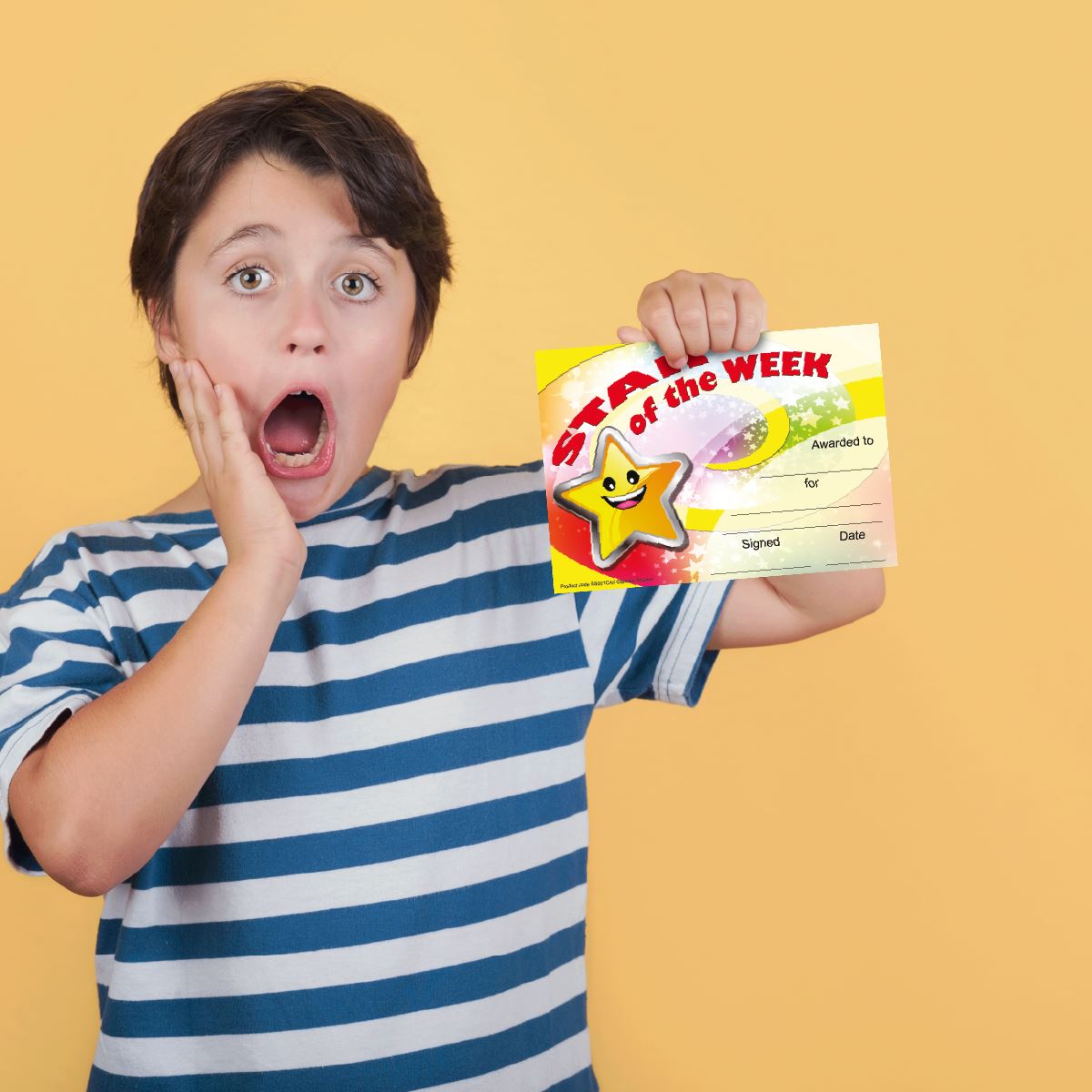 30 Star of the Week award certificates for school teachers, 250gsm A5 silk finish card