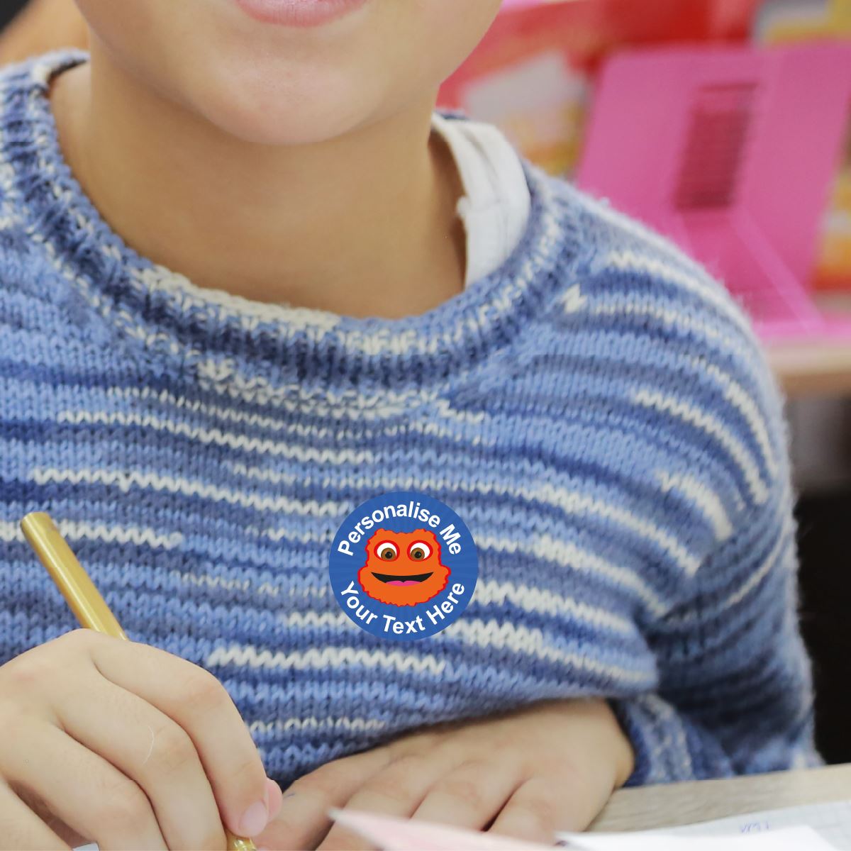 144 Happy Monster Personalised 30mm Reward Stickers for School Teachers, Parents and Nursery