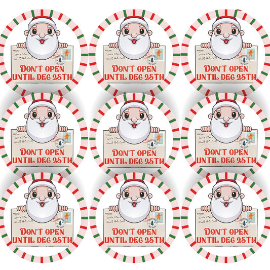 144 Don't Open Until Dec 25th Christmas Santa Stickers for Teachers, Parents 30mm diameter