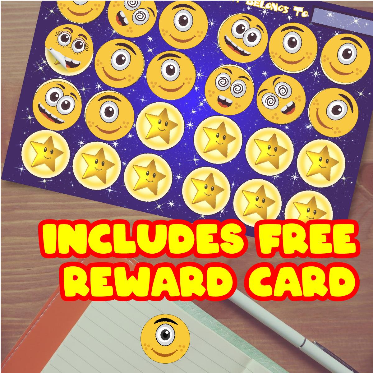 144 Yellow Monster Face Stickers - 30mm - Glossy Reward Stickers for Teachers & Parents
