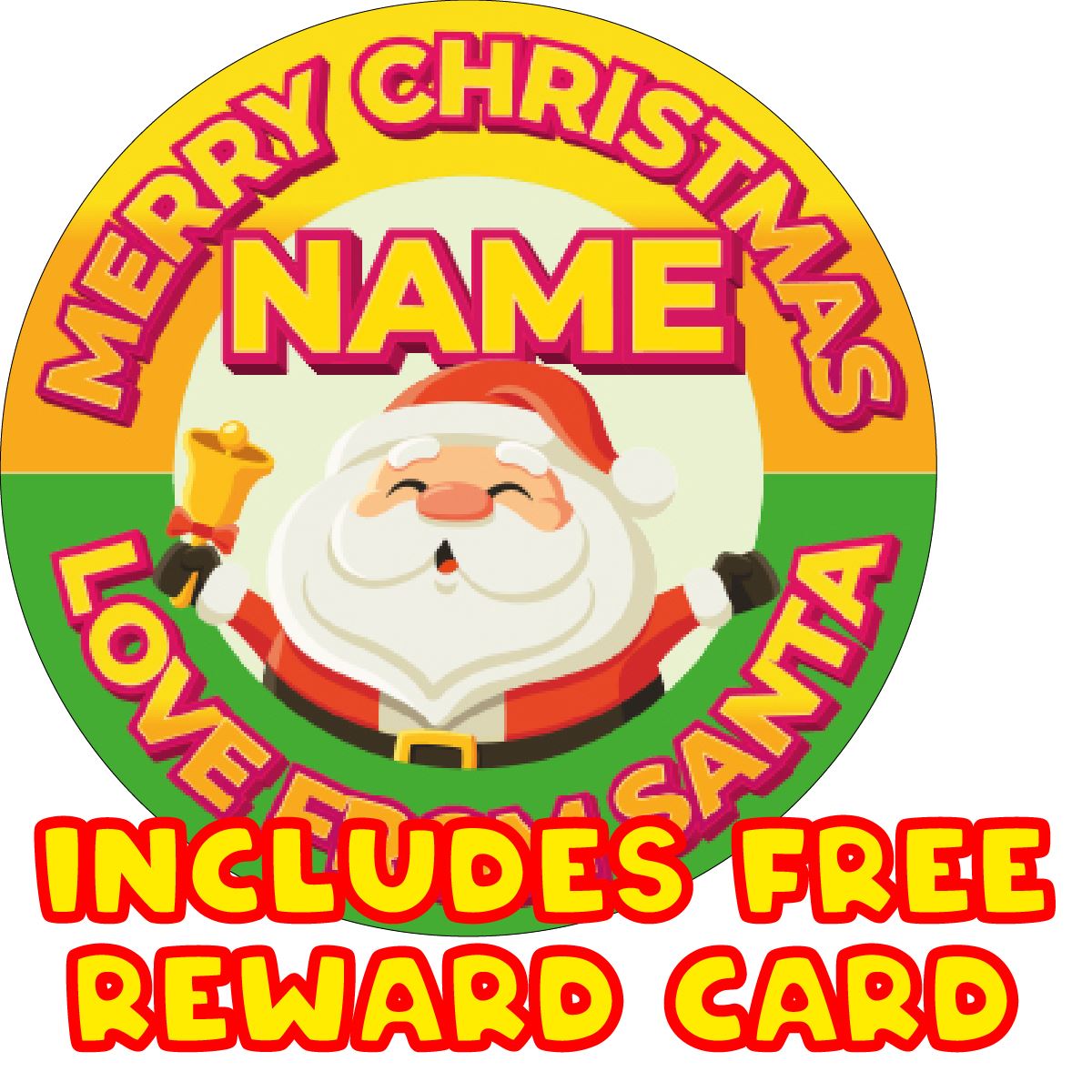 144 Personalised Love From Santa Name 30mm Christmas Stickers