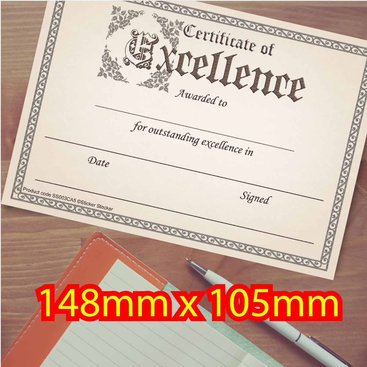 30 Certificate of Excellence award certificates for school teachers, 250gsm A5 silk finish card