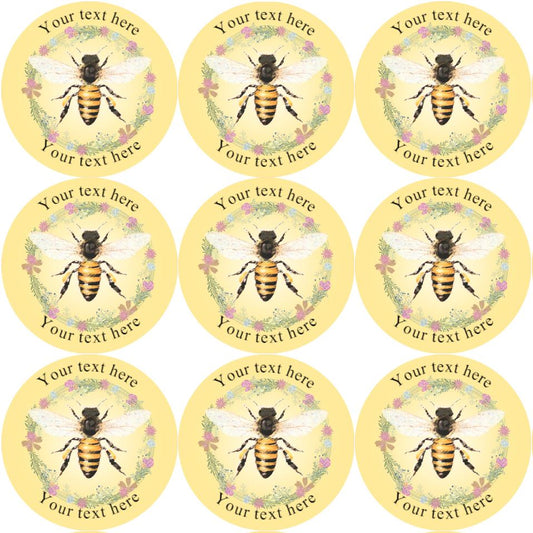 144 Personalised Honey Bee 30mm Glossy Stickers Labels
