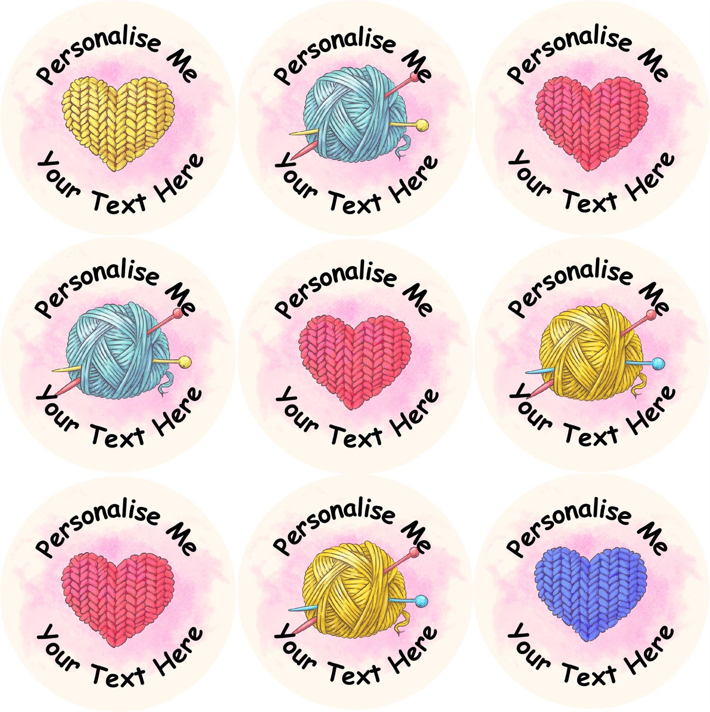 144 Personalised Knitted Wool 30mm Reward Stickers for School Teachers, Parents and Nursery