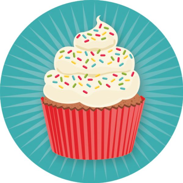 144 Colourful Cupcakes 30mm Children's Reward Stickers for Teachers or Parents
