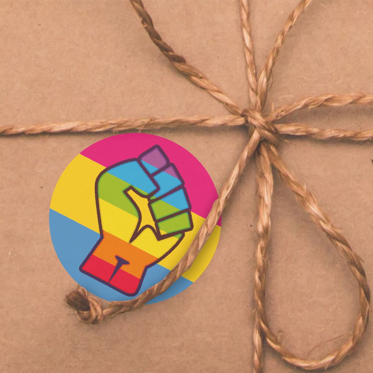 144 Colourful LGBT Pride Rainbow Fists 30mm Glossy Stickers