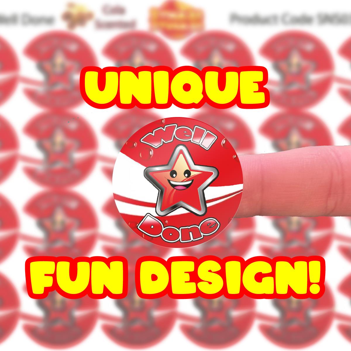 120 Cola Well Done Scented  30mm Reward Stickers for Teachers, Parents and Party Bags