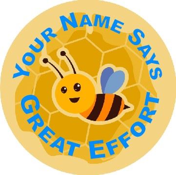 144 Personalised Praise Bee 30mm Reward Stickers for School Teachers, Parents and Nursery