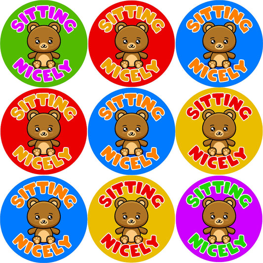144 Sitting Nicely 30mm Stickers Glossy Reward Stickers