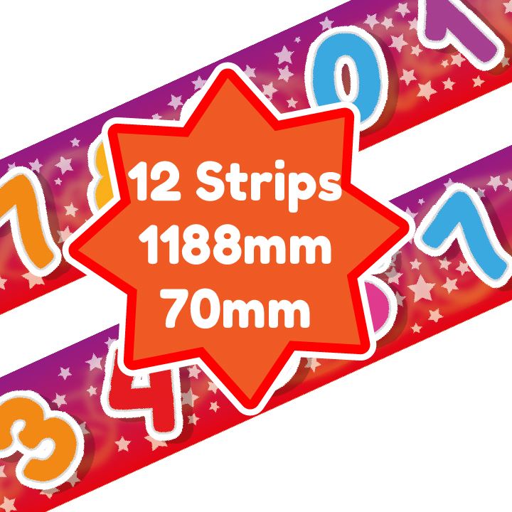 Numbers Classroom Trimmers 14.25m long Notice Board Display Borders