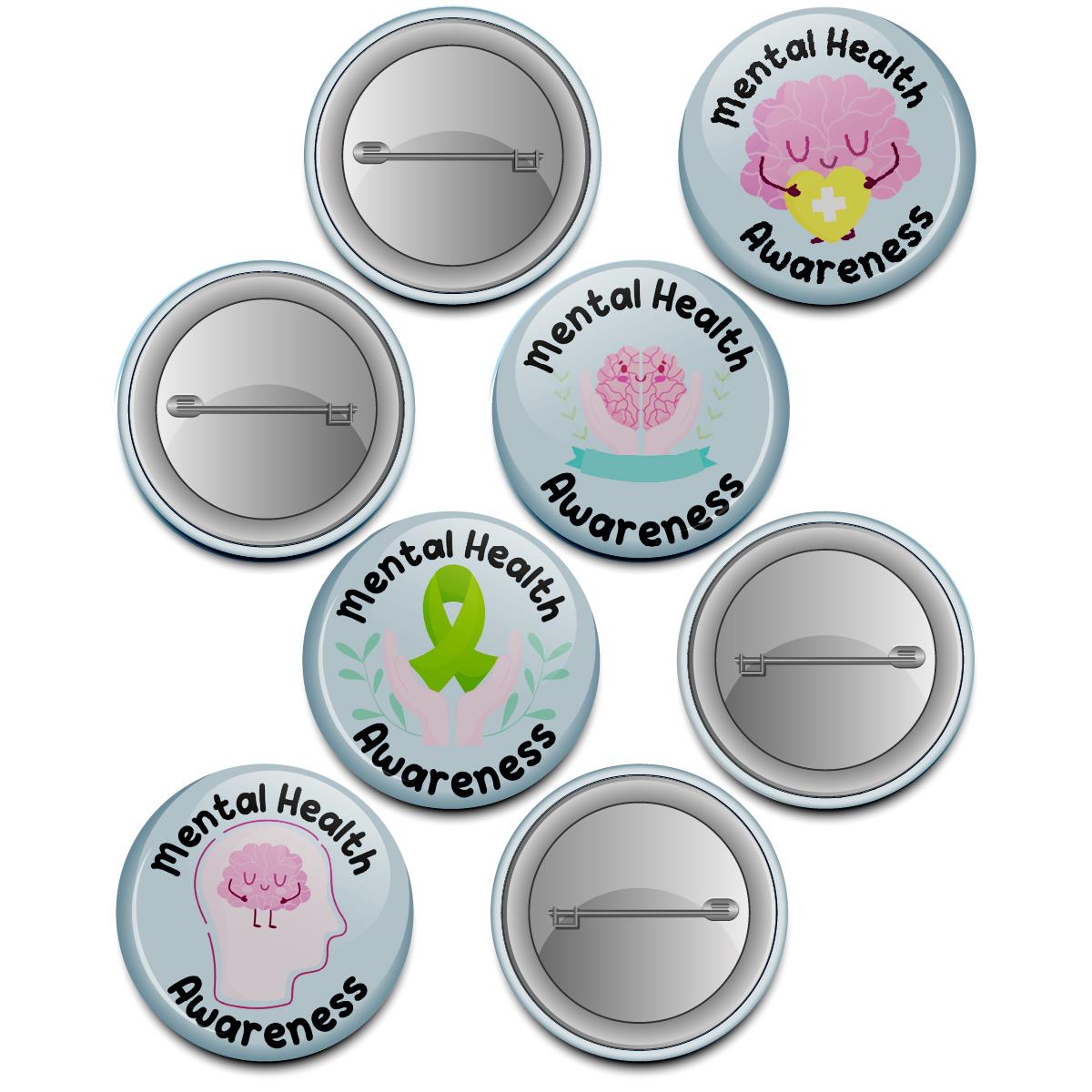 Mental Health Awareness Badge 38mm (Pack of 20 Pin Badges - 38mm)