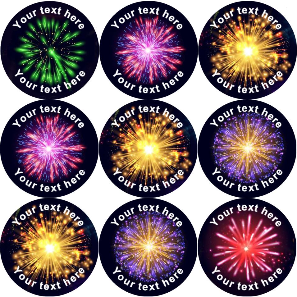 144 Fireworks Personalised 30mm Reward Stickers for School Teachers, Parents and Nursery
