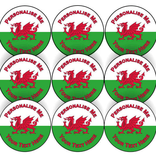 144 Welsh Dragon Flag Personalised 30mm Reward Stickers for School Teachers, Parents and Nursery
