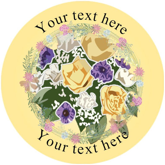 144 Flowers Personalised 30mm Glossy Stickers Crafting Gift Packaging Seal Labels