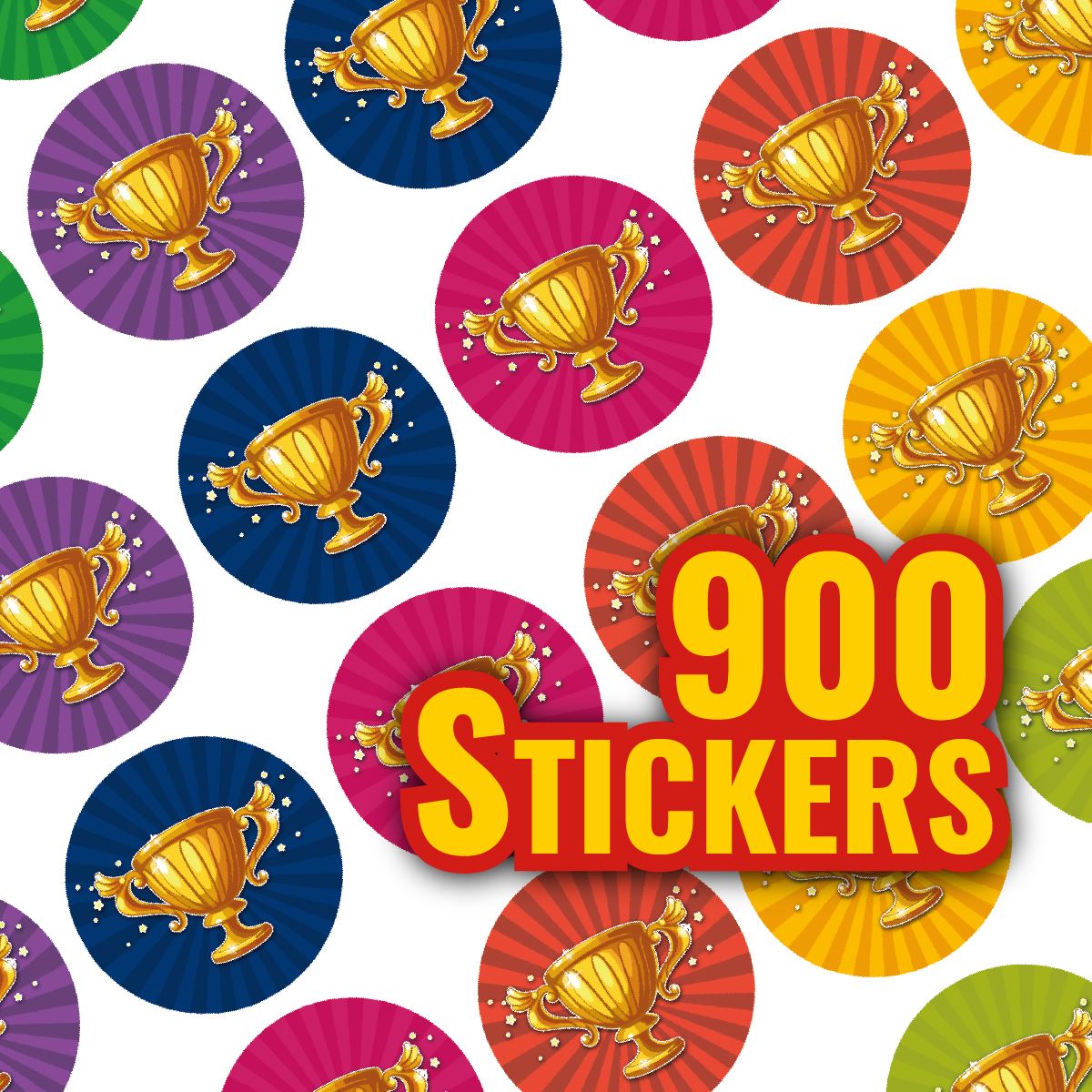 900 Mini Trophy Award Dot 10mm Spot Reward Stickers for Teachers and Planner Charts