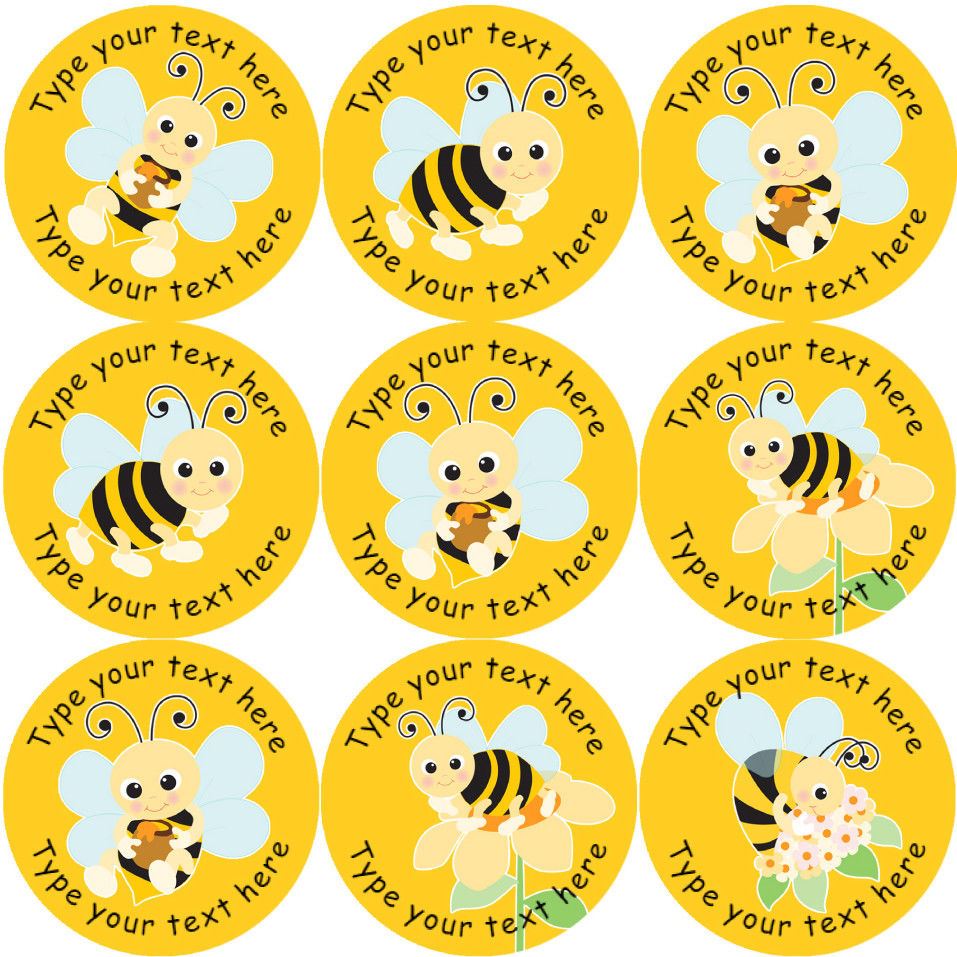 144 Personalised Buzzing Bees 30mm Reward Stickers for School Teachers, Parents and Nursery