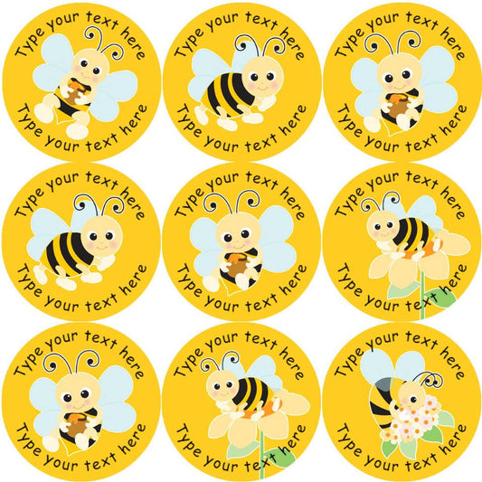 144 Personalised Buzzing Bees 30mm Reward Stickers for School Teachers, Parents and Nursery